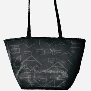 Via Spiga Signature Logo Tote Shoulder Bag Lightweight Vegan Leather